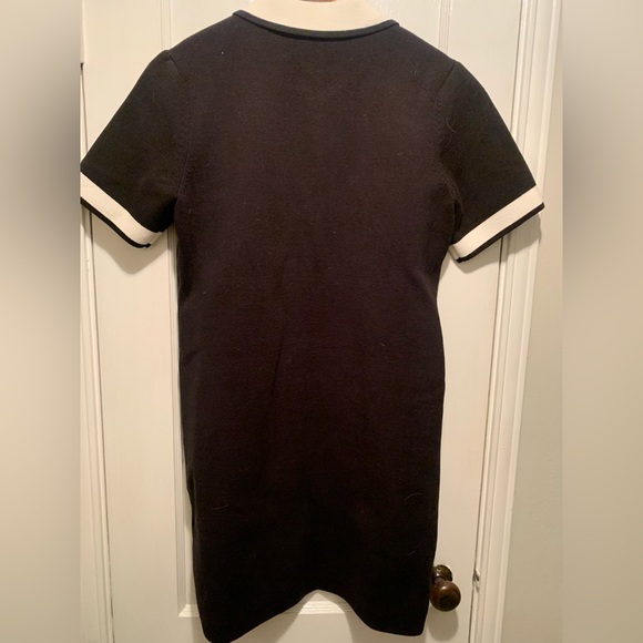 White House Black Market Mod Sweater Dress Black and White Mini Dress M 60s - Picture 5 of 15